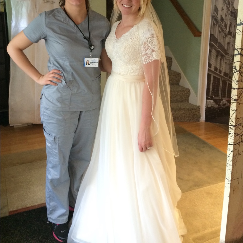 Wedding dress- custom flutter sleeves